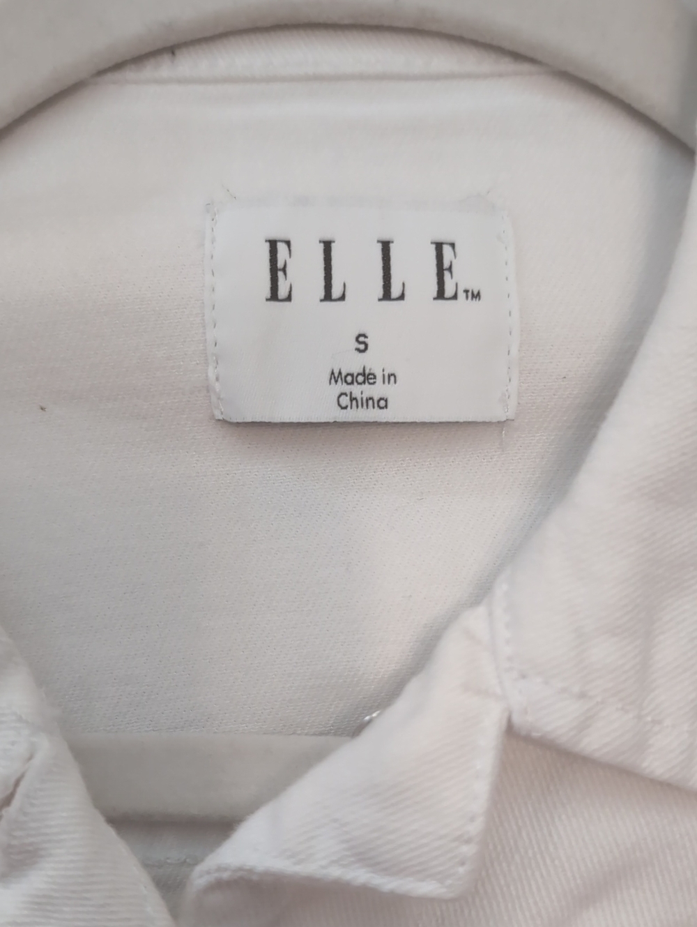 ELLE White Denim Crop Jacket with Button-Front - Picture 3 of 3